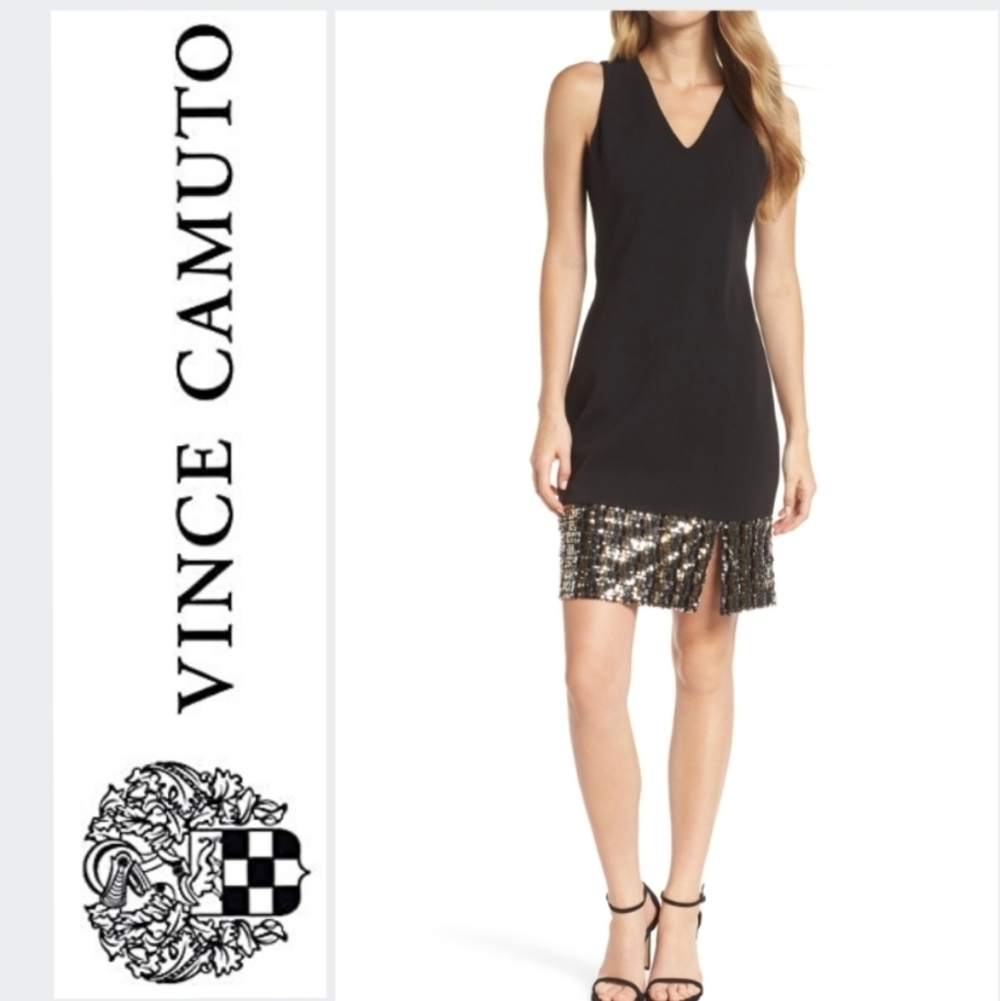 Vince Camuto v neck sleeveless mini dress VC8C7580